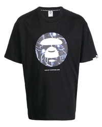 T-shirt à col rond imprimé noir AAPE BY A BATHING APE