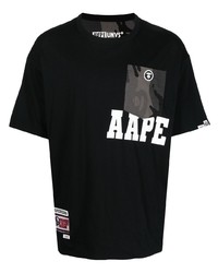 T-shirt à col rond imprimé noir AAPE BY A BATHING APE