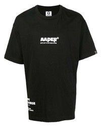 T-shirt à col rond imprimé noir AAPE BY A BATHING APE