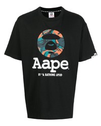 T-shirt à col rond imprimé noir AAPE BY A BATHING APE