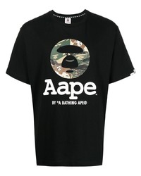 T-shirt à col rond imprimé noir AAPE BY A BATHING APE