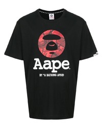 T-shirt à col rond imprimé noir AAPE BY A BATHING APE