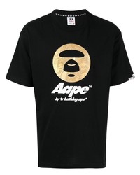 T-shirt à col rond imprimé noir AAPE BY A BATHING APE