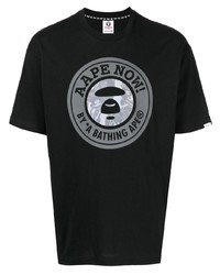 T-shirt à col rond imprimé noir AAPE BY A BATHING APE