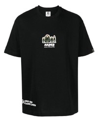 T-shirt à col rond imprimé noir AAPE BY A BATHING APE
