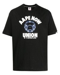 T-shirt à col rond imprimé noir AAPE BY A BATHING APE