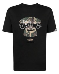 T-shirt à col rond imprimé noir AAPE BY A BATHING APE