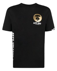 T-shirt à col rond imprimé noir AAPE BY A BATHING APE