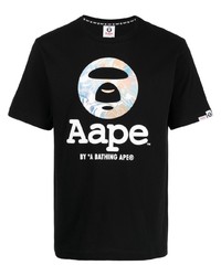 T-shirt à col rond imprimé noir AAPE BY A BATHING APE