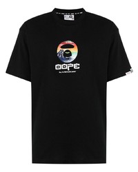 T-shirt à col rond imprimé noir AAPE BY A BATHING APE