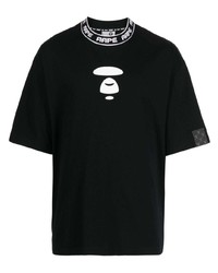 T-shirt à col rond imprimé noir AAPE BY A BATHING APE