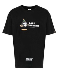 T-shirt à col rond imprimé noir AAPE BY A BATHING APE