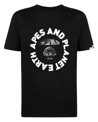 T-shirt à col rond imprimé noir AAPE BY A BATHING APE