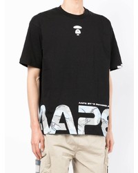 T-shirt à col rond imprimé noir AAPE BY A BATHING APE