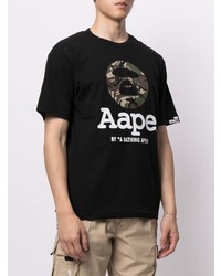 T-shirt à col rond imprimé noir AAPE BY A BATHING APE