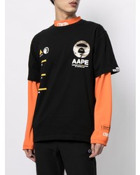 T-shirt à col rond imprimé noir AAPE BY A BATHING APE