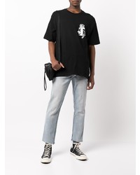 T-shirt à col rond imprimé noir Stussy