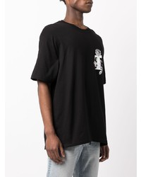 T-shirt à col rond imprimé noir Stussy