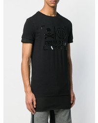 T-shirt à col rond imprimé noir Philipp Plein