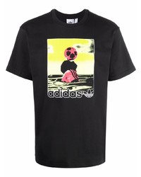 T-shirt à col rond imprimé noir adidas