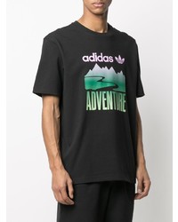 T-shirt à col rond imprimé noir adidas