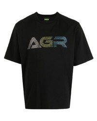 T-shirt à col rond imprimé noir AG