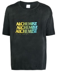 T-shirt à col rond imprimé noir Alchemist