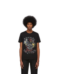 T-shirt à col rond imprimé noir Alexander McQueen