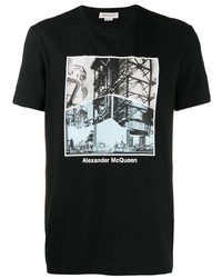 T-shirt à col rond imprimé noir Alexander McQueen