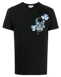 T-shirt à col rond imprimé noir Alexander McQueen