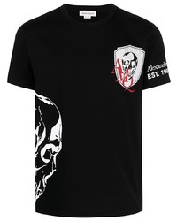 T-shirt à col rond imprimé noir Alexander McQueen