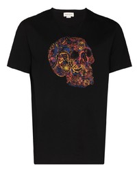 T-shirt à col rond imprimé noir Alexander McQueen