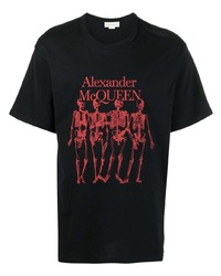 T-shirt à col rond imprimé noir Alexander McQueen