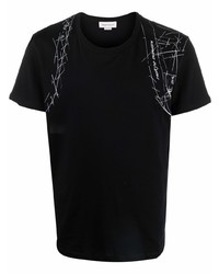 T-shirt à col rond imprimé noir Alexander McQueen