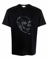 T-shirt à col rond imprimé noir Alexander McQueen