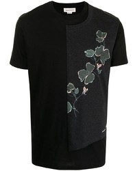 T-shirt à col rond imprimé noir Alexander McQueen