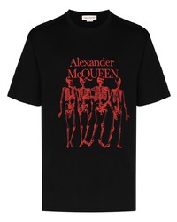 T-shirt à col rond imprimé noir Alexander McQueen