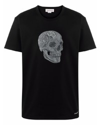 T-shirt à col rond imprimé noir Alexander McQueen