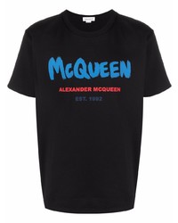 T-shirt à col rond imprimé noir Alexander McQueen