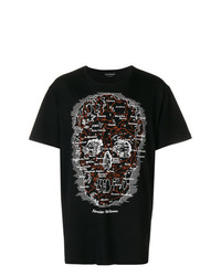 T-shirt à col rond imprimé noir Alexander McQueen
