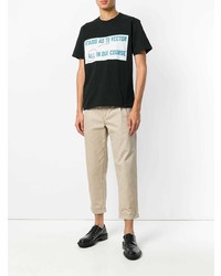 T-shirt à col rond imprimé noir Sacai