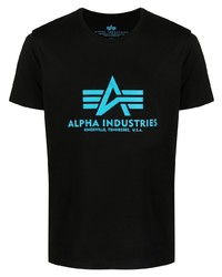 T-shirt à col rond imprimé noir Alpha Industries