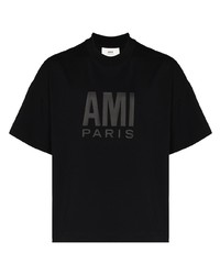 T-shirt à col rond imprimé noir Ami Paris