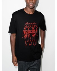 T-shirt à col rond imprimé noir Alexander McQueen