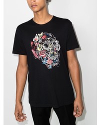 T-shirt à col rond imprimé noir Alexander McQueen