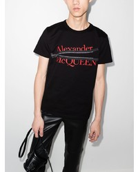 T-shirt à col rond imprimé noir Alexander McQueen