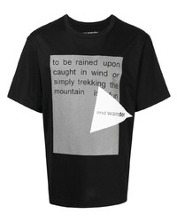 T-shirt à col rond imprimé noir And Wander