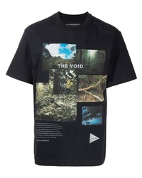 T-shirt à col rond imprimé noir And Wander