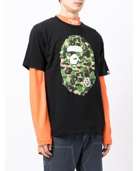 T-shirt à col rond imprimé noir A Bathing Ape