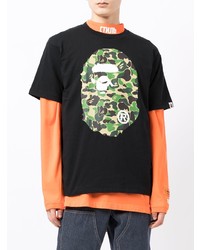 T-shirt à col rond imprimé noir A Bathing Ape